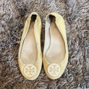 Tory Burch white patent leather flats